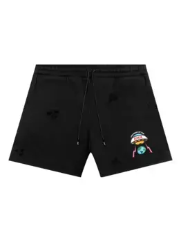 Вышитые потертые шорты MEMBERS OF THE RAGE, черный