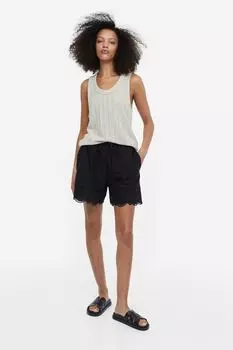 Вышитые шорты H&M, черный
