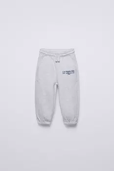 Вышитые спортивные брюки ZARA, серый мергель