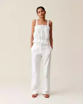 Вышитые женские прямые брюки с карманами Claudie Pierlot, белый