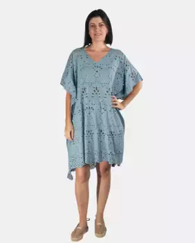 Вышитый ажурный кафтан Kbas, синий