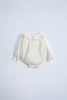 Вышитый боди ZARA, экрю