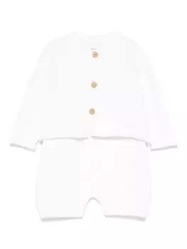 Вышитый детский комбинезон TEDDY & MINOU (набор из трех штук), белый