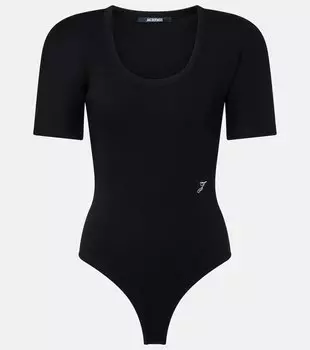 Вышитый хлопковый боди Jacquemus, черный