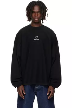 Вышитый худи с длинным рукавом 'Shut down' Vetements, черный