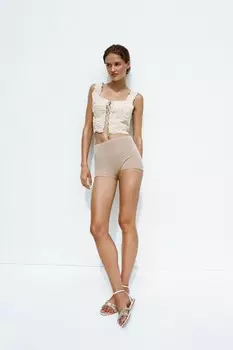 Вышитый и бисерный топ ZARA, устрично-белый