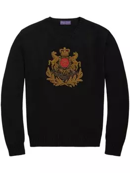 Вышитый кашемировый свитер Ralph Lauren Purple Label, черный