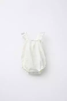 Вышитый комбинезон с бабочкой ZARA, экрю