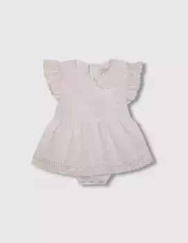 Вышитый комбинезон в стиле платья для девочки Gocco, белый