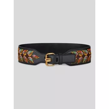ВЫШИТЫЙ КОЖАНЫЙ РЕМЕНЬ ETRO, черный