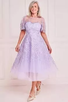 Вышитый лиф А-силуэта миди Goddiva, фиолетовый