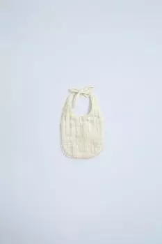 Вышитый нагрудник с кружевной отделкой ZARA, экрю