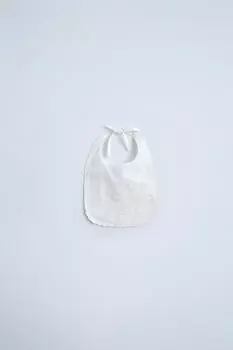 Вышитый нагрудник ZARA, цвет oyster/white