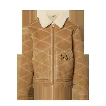 Вышитый овчинный рабочий блузон Louis Vuitton, нюдовый
