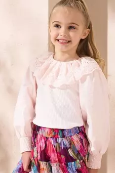 Вышитый ребристый верх воротника Angel & Rocket, розовый