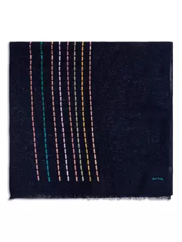 Вышитый шарф с бахромой Paul Smith, синий