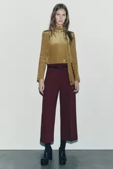 Вышитый шарф топ zw коллекция ZARA, оливково-зеленый