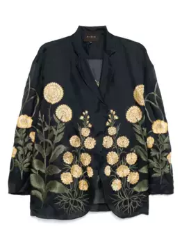 Вышитый шелковый блейзер Biyan, синий