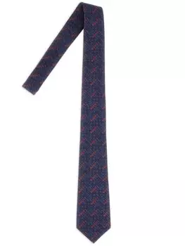 Вышитый шелковый галстук Gucci, синий
