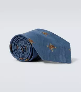 Вышитый шелковый галстук Polo Ralph Lauren, Cropsblue