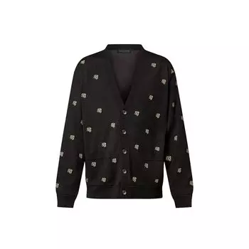 Вышитый шерстяной кардиган Louis Vuitton, черный