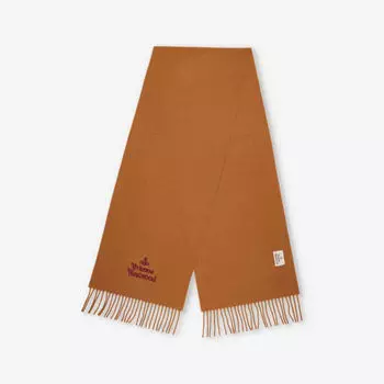 Вышитый шерстяной шарф с бахромой Vivienne Westwood, коричневый