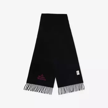 Вышитый шерстяной шарф с бахромой Vivienne Westwood, черный