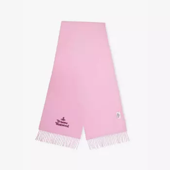 Вышитый шерстяной шарф с бахромой Vivienne Westwood, розовый