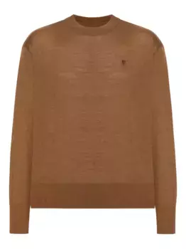 Вышитый шерстяной свитер AMI Paris, коричневый