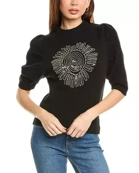 Вышитый свитер Gracia, черный