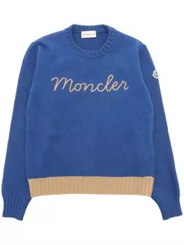 Вышитый свитер Moncler Enfant, синий