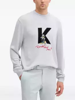 Вышитый свитер с длинными рукавами KARL LAGERFELD, серый