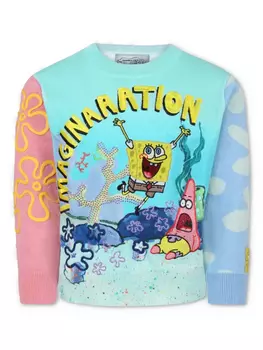Вышитый свитер с круглым вырезом Stella McCartney Kids x SpongeBob SquarePants, синий