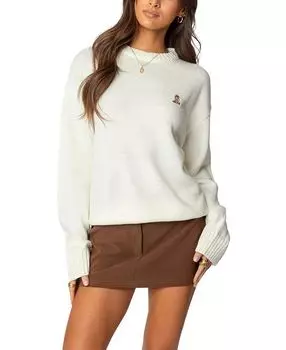 Вышитый свитер «Щенячья любовь» Edikted, белый