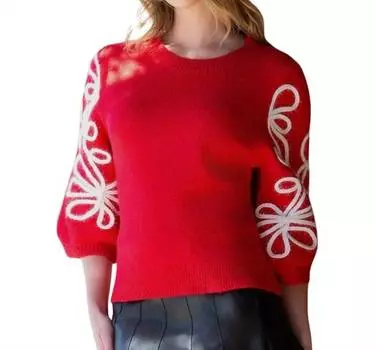 Вышитый свитер THML, красный