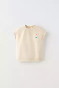 Вышитый топ лодочки ZARA, экрю