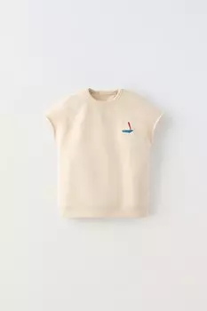 Вышитый топ лодочки ZARA, экрю