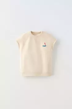 Вышитый топ лодочки ZARA, экрю