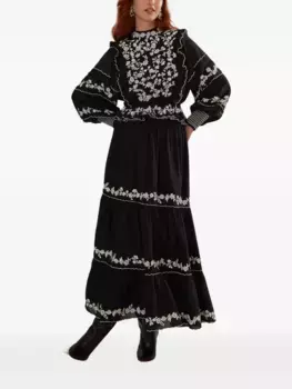 Вышитый топ с оборками FARM Rio, черный