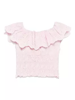Вышитый топ с оборками от Miss Grant Kids, розовый