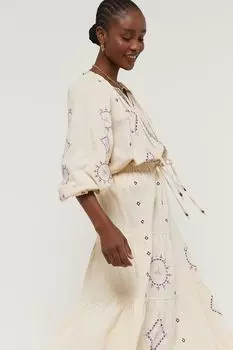 Вышитый топ свободного кроя River Island, бежевый