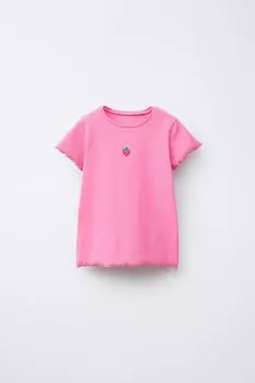 Вышитый топ в рубчик ZARA, цвет Intense coral