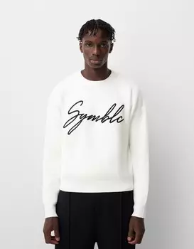Вышитый жаккардовый свитер Bershka, белый