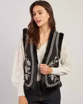 Вышитый женский жилет Derhy, черный
