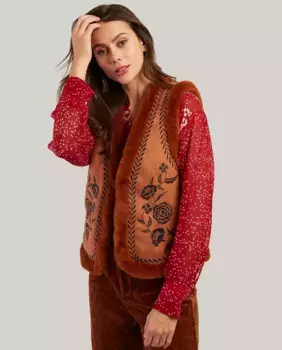 Вышитый женский жилет Derhy, черный