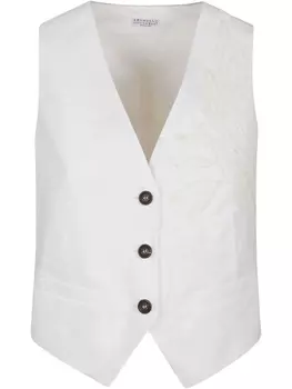 Вышитый жилет Brunello Cucinelli, белый
