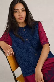 Вышитый жилет Dennie White Stuff, синий