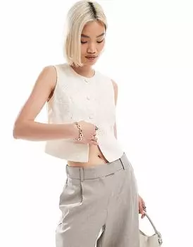 Вышитый жилет Vero Moda кремового цвета