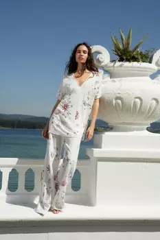 Вышиванный топ ZARA, белый