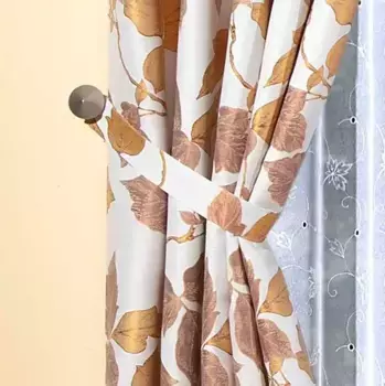 Вышивка Плауэн на завязках "виноградные листья", (2 шт.) Stickereien Plauen 5х70 см, белый/терракотовый